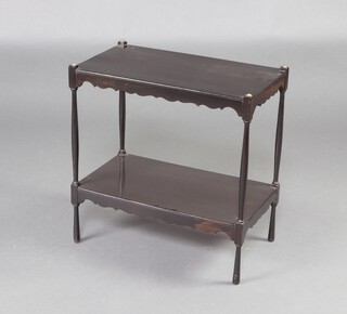 A rectangular 19th Century ebonised 2 tier what-not 56cm h x 54cm w x 30cm d 