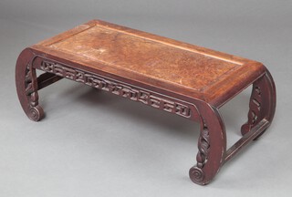 A Chinese 19th Century rectangular carved and figured hardwood opium table with pierced apron 31cm h x 93cm w x 43cm d 