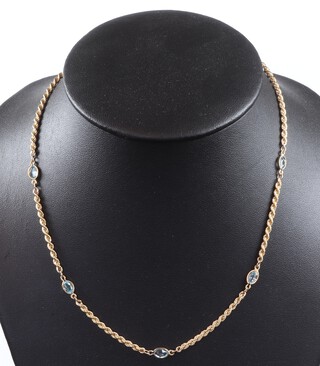 A 9ct yellow gold necklace set topaz 42cm together with a ditto bracelet 18cm, 6.5 grams 