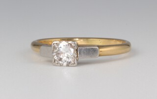 A yellow metal 18ct single stone diamond ring approx. 0.25ct size N, 2.6 grams 