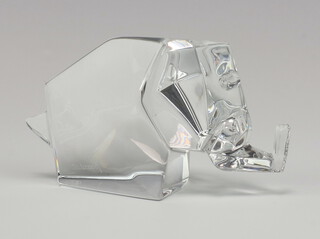 A Baccarat clear glass figure of a standing elephant 7cm 