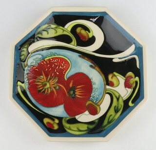 A Moorcroft octagonal year plate, decorated "Matai Bay" dated 2007, designed by Emma Bossons, 24.5cm  