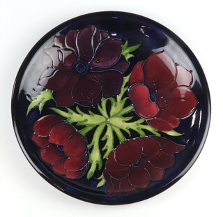 A Moorcroft plated decorated "Anemone", impressed marks 25.5cm 