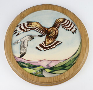 A Moorcroft circular tile decorated "Sky Dancer", designed by Kerry Goodwin, impressed marks dated 2014, no.15/50 25cm 