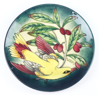 A Moorcroft limited edition year dish decorated "Golden Oriole" designed by Rachel Bishop,  59/750, dated 2002 22.5cm 