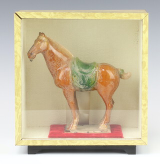 A modern Tang style figure of a standing horse 22cm, cased, 34cm 