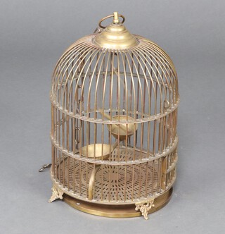 A reproduction Victorian gilt metal bird cage with tray 44cm x 31cm 