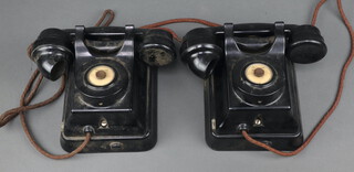 Two Siemens wall mounting black Bakelite internal telephones 