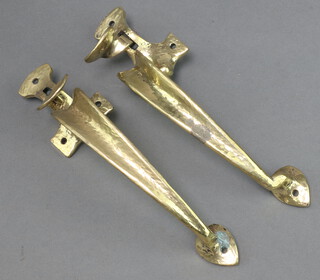 A pair of Art Nouveau planished brass Suffolk style latches 24cm 