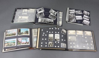 Three albums (1 near empty) of postcards and photographs including post war black and white photographs of HMS Newcastle, Tokyo, Malaya, Hiroshima (after the bomb), Hong Kong etc 