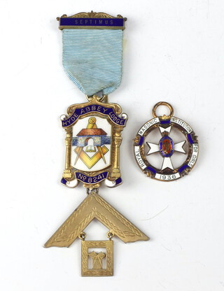 Masonic, a silver gilt and enamelled Past Master's jewel High Abbey Lodge no.8241 together with a silver charity jewel Royal Masonic Institute for Girls 1936 