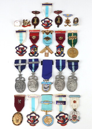 Masonic, a collection of various gilt metal and enamelled charity jewels 