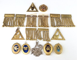 Masonic, a collection of various gilt metal Provincial Grand Officer's collar jewels and apron tassels 