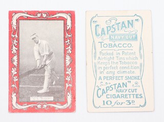 Wills overseas cigarette cards, a collection of 95 (including duplicates)  incomplete sets of Australian and English cricketers 1909 W.59-3 and Australian and South African cricketers 1910 W.59-4, mixed Capstan and Vice Regal backs, blue and scarlet borders 
