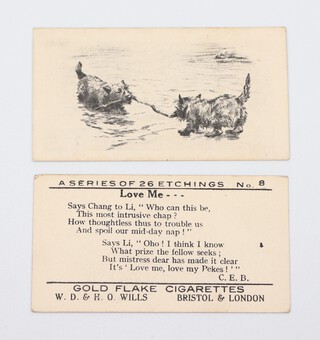 Wills overseas cigarette cards, Etchings of Dogs circa 1925, a collection of approx. 80 cards including duplicates English and Dutch variations 