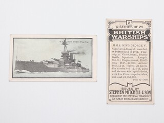 Naval cigarette cards, several sets of early Naval themed cigarette card sets to include Steven Mitchell & Son - British War Ships First and Second series circa 1915, a complete set of 50, Evolution of The British Navy a complete set of 50, The American Tobacco Company - Old and Ancient Ships 17 cards from the First and Second Series, Gallaher Ltd - British Naval Series circa 1914 a complete set of 50 and unmarked series of 36 cards depicting Ocean Liners and Their Flags 