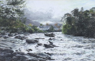 Richard Alred, (British, b.1947) pastel drawing "Dochart Falls Killin" 33cm x 50cm 