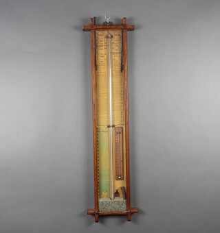 A Fitzroy style barometer contained in an oak case 97cm h x 25cm w 