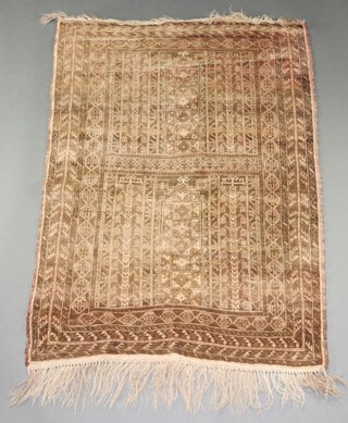 A pink and blue ground Afghan rug with a multi row border 132cm x 96cm 