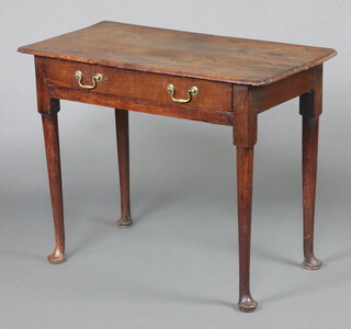 An 18th Century oak side table fitted a drawer, raised on club supports 71cm h x 91cm w x 46cm d  