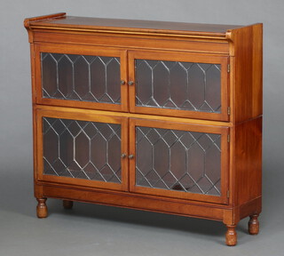 A mahogany Globe Wernicke style 2 tier bookcase enclosed by lead glazed panelled doors 79cm h x 89cm w x 26cm d 