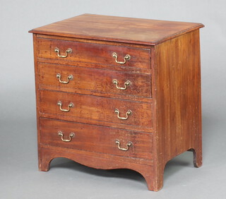 A 19th Century style mahogany chest of 4 long drawers with brass swan neck drop handles, raised on bracket feet 64cm h x 63cm w x 42cm d 