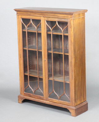 An Edwardian mahogany display cabinet, fitted adjustable shelves enclosed by astragal glazed panelled doors, raised on bracket feet 123cm h x 91cm w x 29cm d 