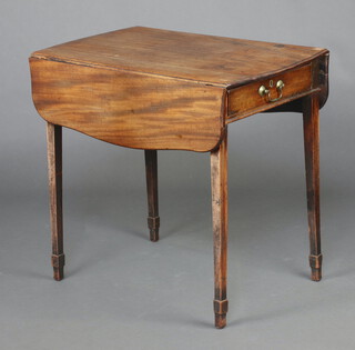 An 18th Century bleached mahogany Pembroke table fitted a frieze drawer, raised on square tapered supports, spade feet 72cm h x 81cm w x 48cm 