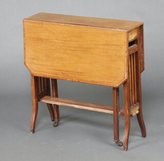 An Edwardian crossbanded and inlaid mahogany Sutherland table 68cm h x 67cm w x 18cm d 