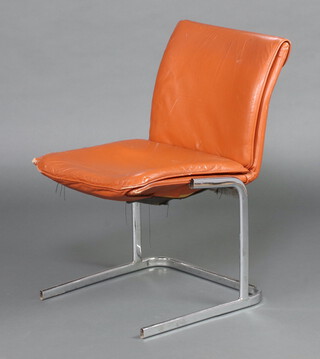 A mid-Century chrome and leather cantilever chair 76cm h x 45cm w x 50cm d 