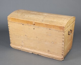 A 19th Century Continental domed pine trunk 60cm x 91cm x 51cm 