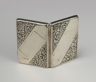 A silver aide memoire with leather interior and silver pencil maker Stokes and Ireland, with Asprey retail mark, 151 grams gross