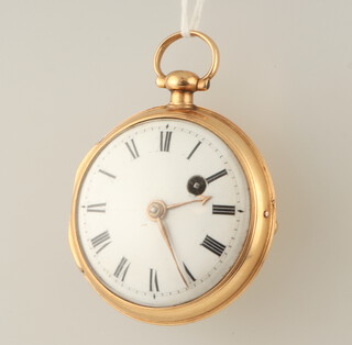 A 19th Century yellow metal key wind pocket watch 42mm, 61 grams gross 