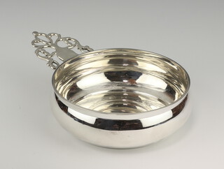 A Victorian silver porringer with pierced handle London 1894, maker R H Halford and Sons, 276 grams 