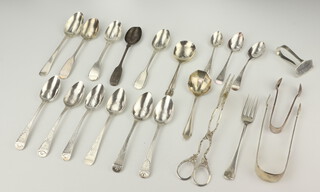 A Victorian silver teaspoon London 1874 and minor cutlery, 439 grams 