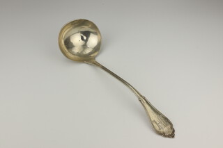 A Continental white metal ladle with engraved monogram 231 grams 