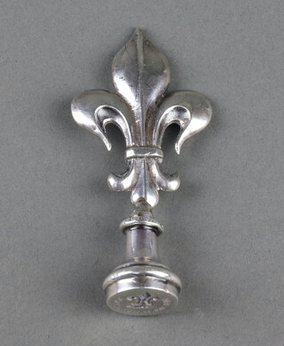 A George IV silver desk seal with fleur de lis handle, Chester 1835