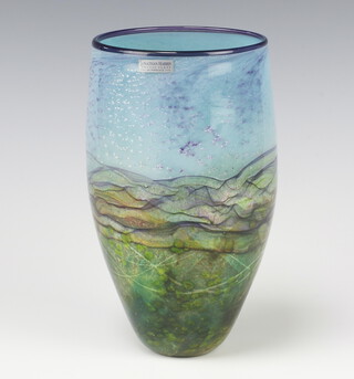 A Jonathan Harris studio glass vase, signed and inscribed Ironbridge 2005, 19cm 