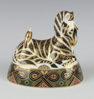 A Royal Crown Derby Imari pattern paperweight - zebra (no stopper) 13cm 