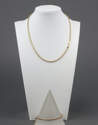 A 9ct yellow gold necklace 40cm and 9ct yellow gold bracelet 18cm, 5.24 grams 