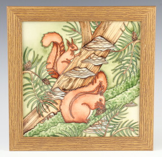 A Moorcroft plaque decorated "Red Squirrel", trial dated 7.9.17, 21cm 