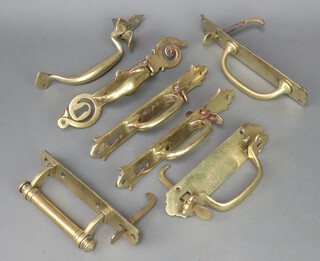 Seven various brass Suffolk latches 