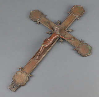 A 19th Century gilt processional crucifix 46cm x 31cm 