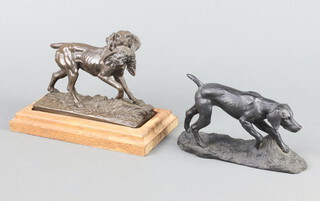 Two bronzed figures of retrievers 14cm x 17cm x 6cm 