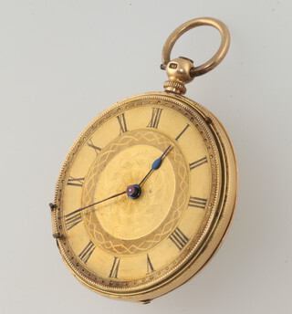 A lady's Edwardian yellow metal 18k fob watch 35mm 