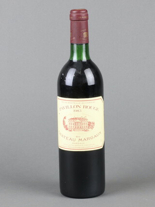 A bottle of Pavillon Rouge 1983 du Chateau Margaux red wine 