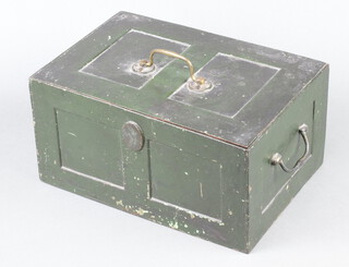 A 19th Century iron twin handled strong box (no key) 