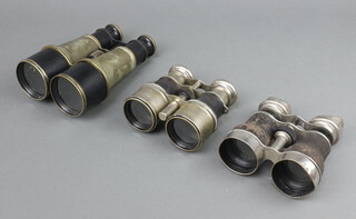 A pair of Scouts Military binoculars (binding damaged) together with 2 other pairs of 19/20th Century binoculars 