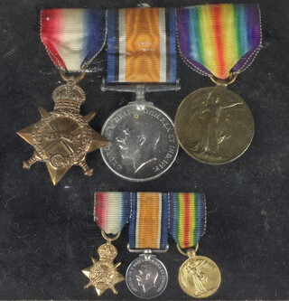 A group of 3 First World War medals to 38841 Sapper C.Sumrie Royal Engineers comprising 1914-15 Star, British War medal and Victory medal together with miniatures, framed 