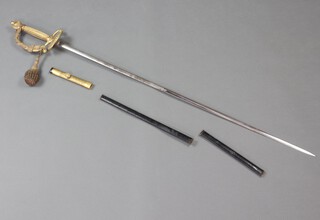 Nicol, a Victorian court sword, the etched blade marked Nicol Regent Street London, complete with bullion dress knot 